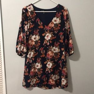 Lulus floral dress with cold shoulder cutouts